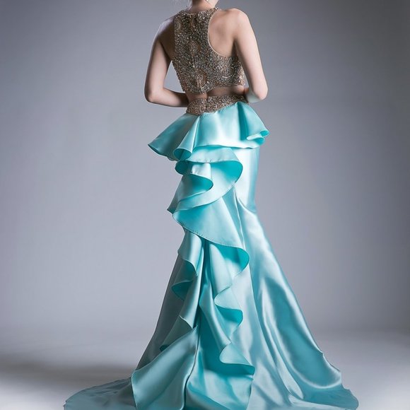 Two Piece Sequined Mermaid Shape Dress CD5045 - Picture 3 of 8